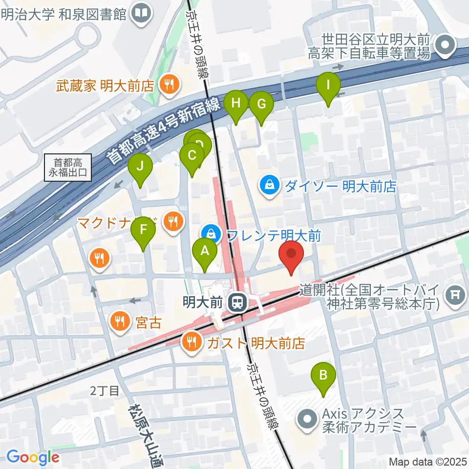 ガードアイランドスタジオ明大前店周辺の駐車場・コインパーキング一覧地図