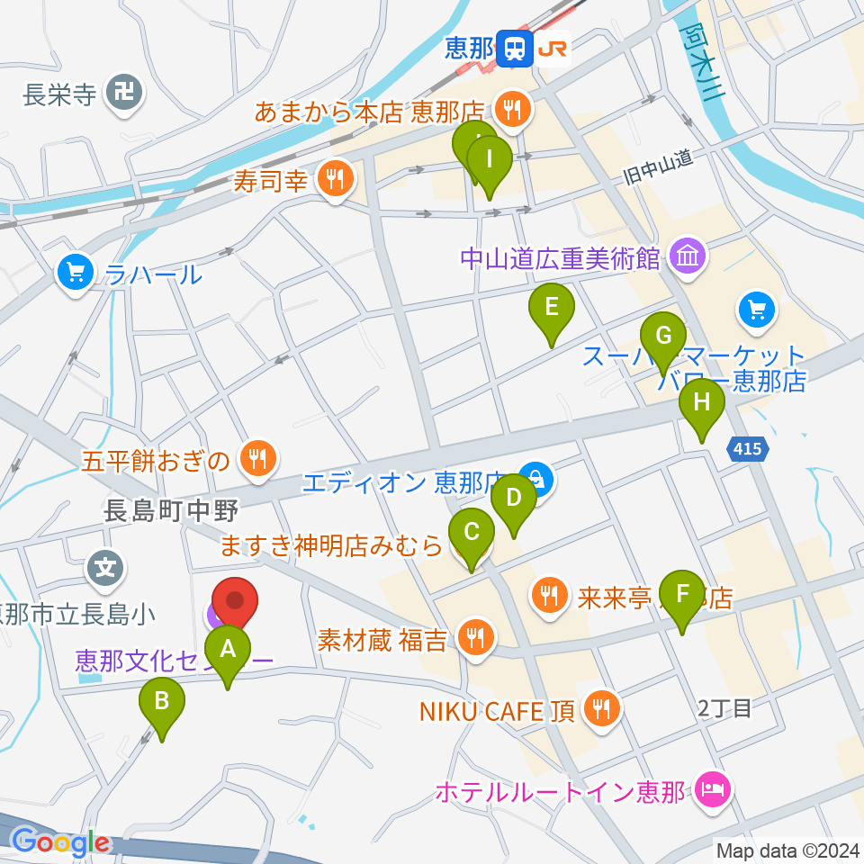 恵那文化センター周辺の駐車場・コインパーキング一覧地図