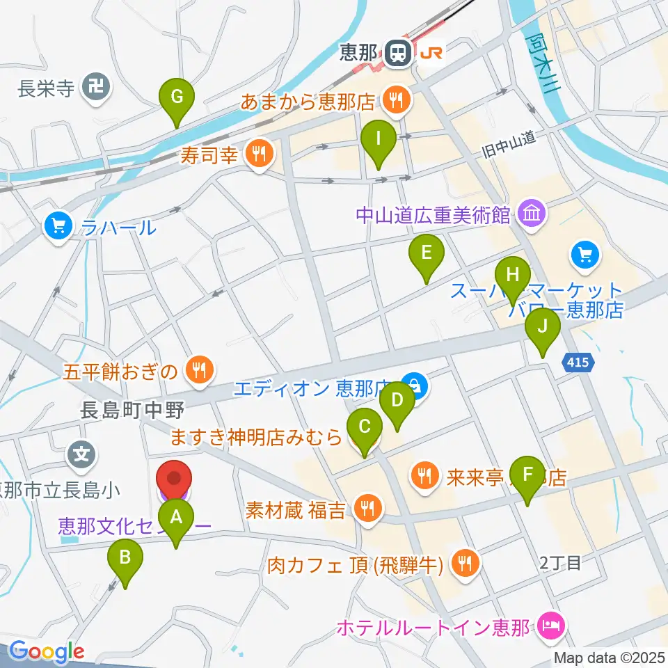 恵那文化センター周辺の駐車場・コインパーキング一覧地図
