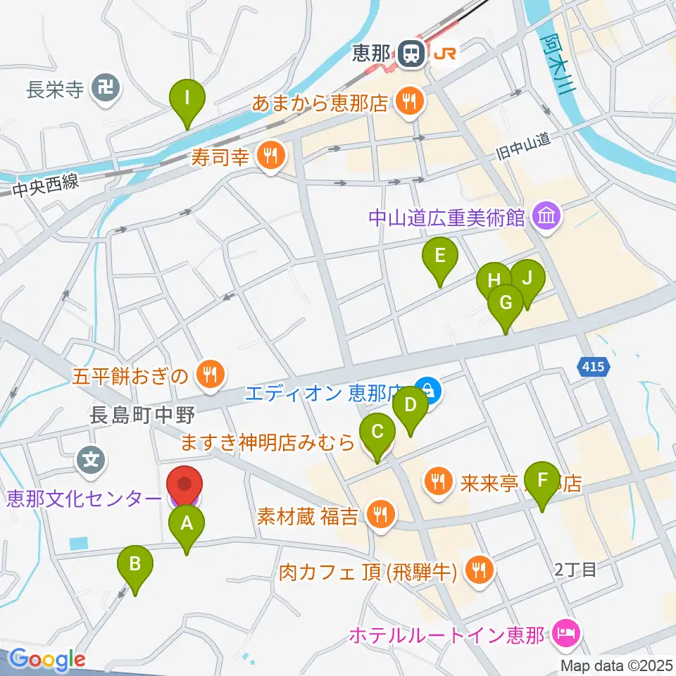 恵那文化センター周辺の駐車場・コインパーキング一覧地図