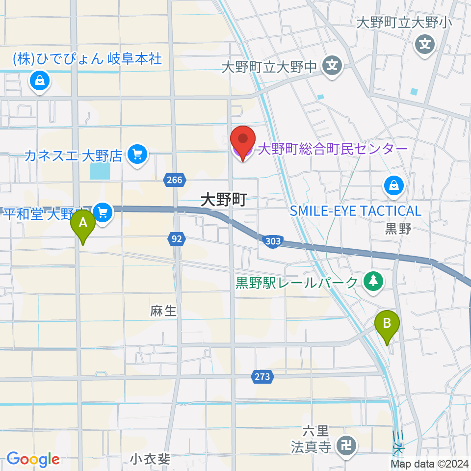 大野町総合町民センター周辺の駐車場・コインパーキング一覧地図