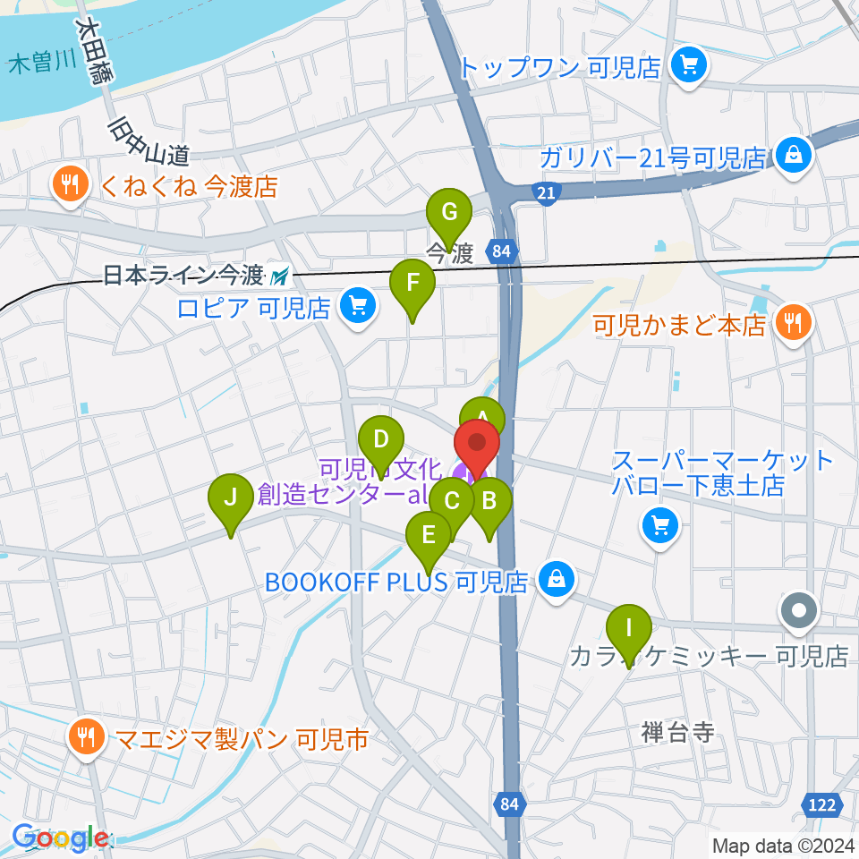 可児市文化創造センター周辺の駐車場・コインパーキング一覧地図