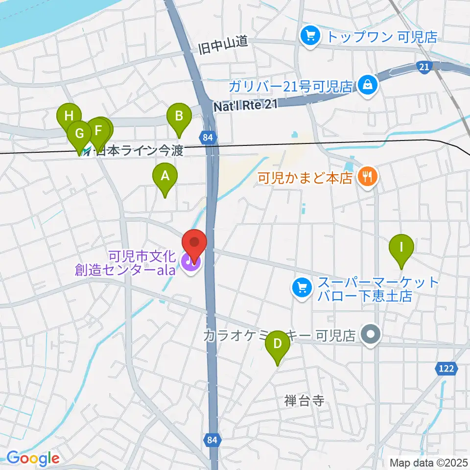 可児市文化創造センターala周辺の駐車場・コインパーキング一覧地図