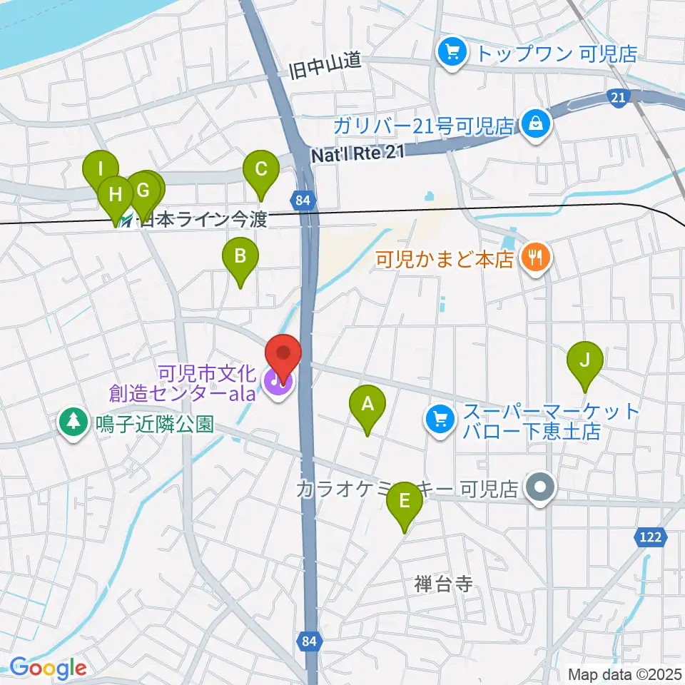 可児市文化創造センターala周辺の駐車場・コインパーキング一覧地図