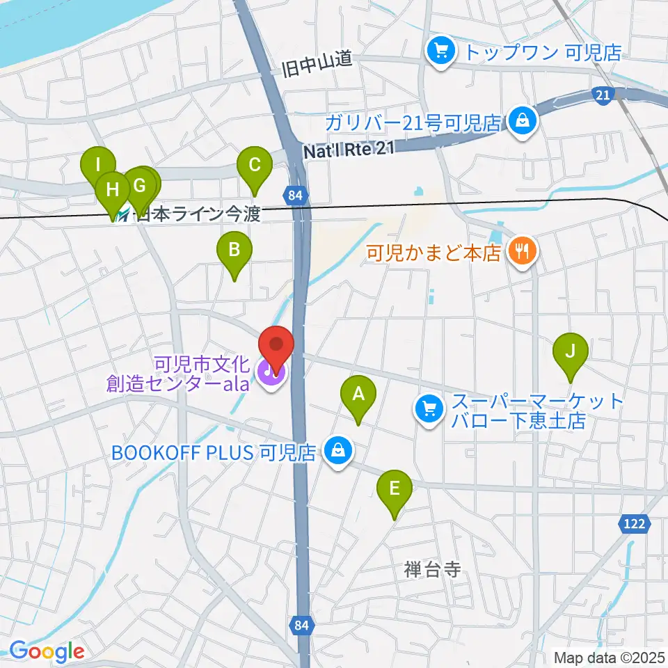 可児市文化創造センターala周辺の駐車場・コインパーキング一覧地図