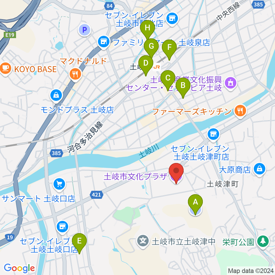 土岐市文化プラザ周辺の駐車場・コインパーキング一覧地図