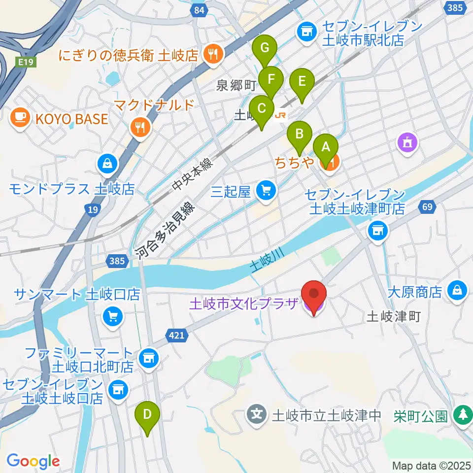 土岐市文化プラザ周辺の駐車場・コインパーキング一覧地図