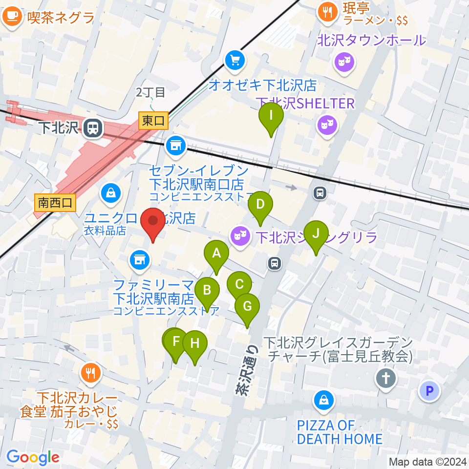 ガードアイランドスタジオ下北沢店周辺の駐車場・コインパーキング一覧地図