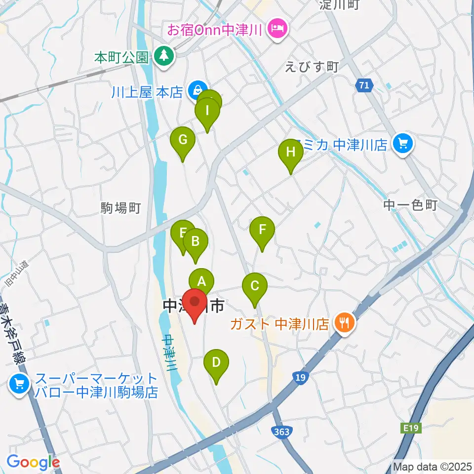 中津川文化会館周辺の駐車場・コインパーキング一覧地図