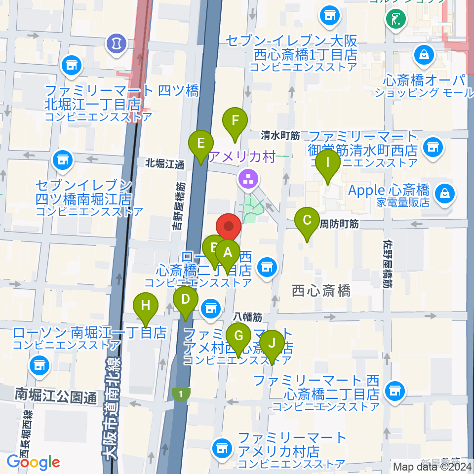 心斎橋キングコブラ周辺の駐車場・コインパーキング一覧地図