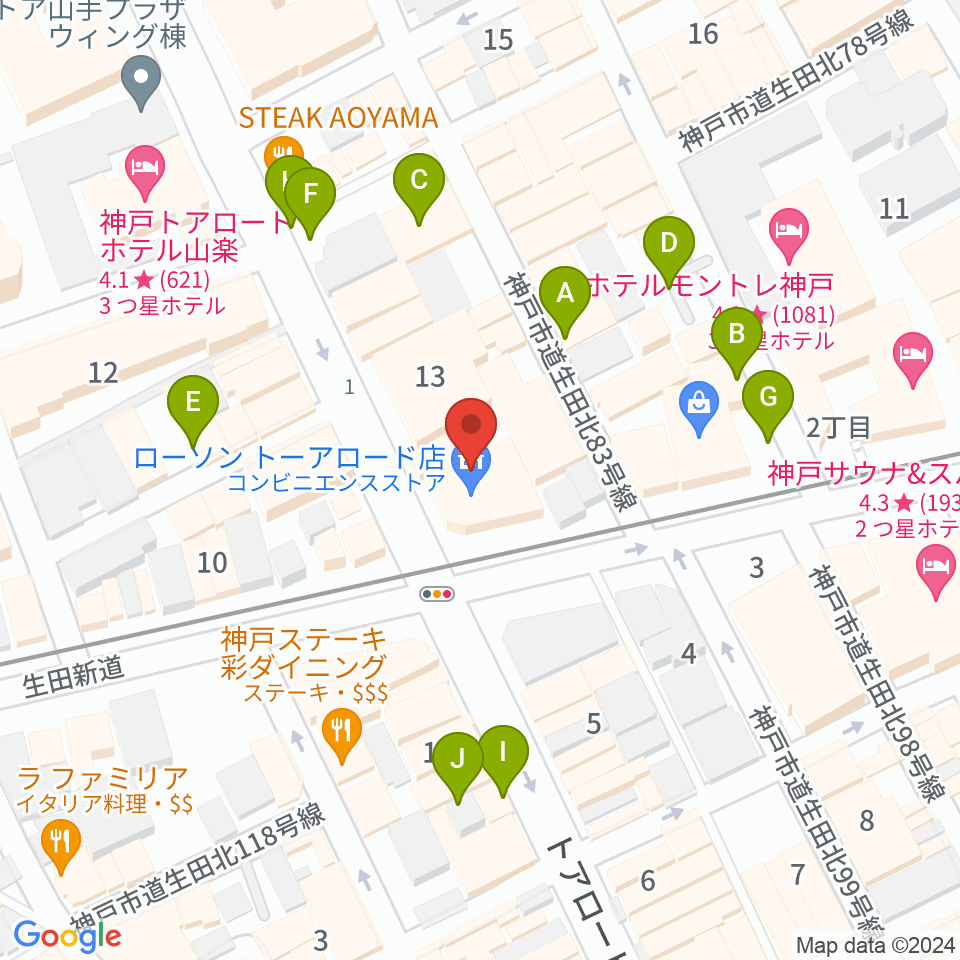 神戸VARIT.周辺の駐車場・コインパーキング一覧地図