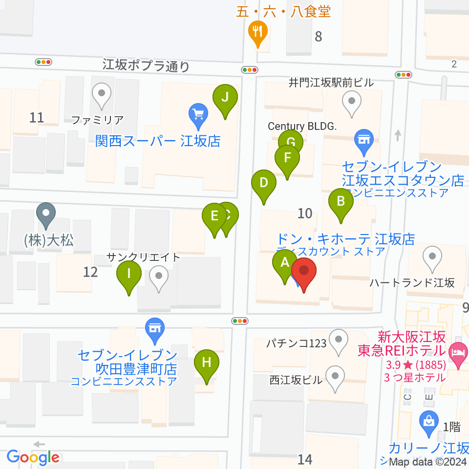 江坂ミューズ周辺の駐車場・コインパーキング一覧地図