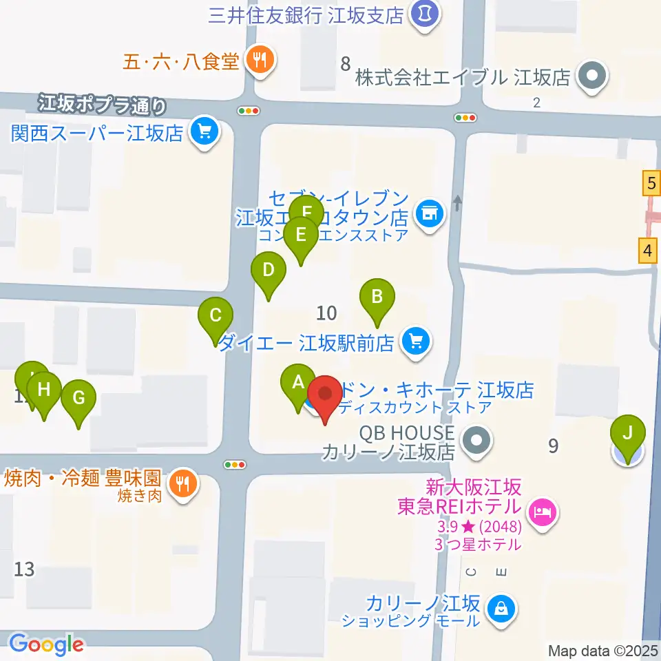江坂ミューズ周辺の駐車場・コインパーキング一覧地図
