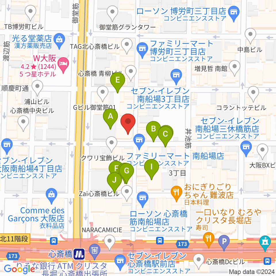 大阪RUIDO周辺の駐車場・コインパーキング一覧地図