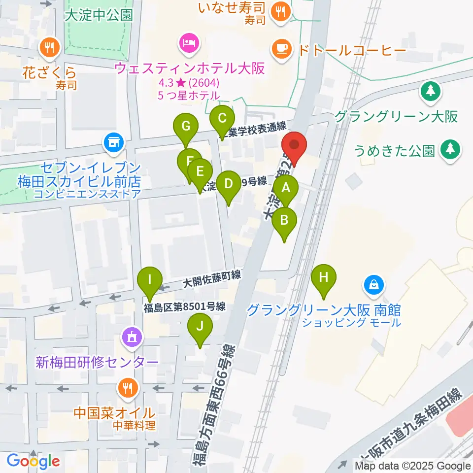 梅田シャングリラ周辺の駐車場・コインパーキング一覧地図