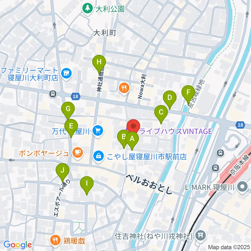 寝屋川VINTAGE周辺の駐車場・コインパーキング一覧地図