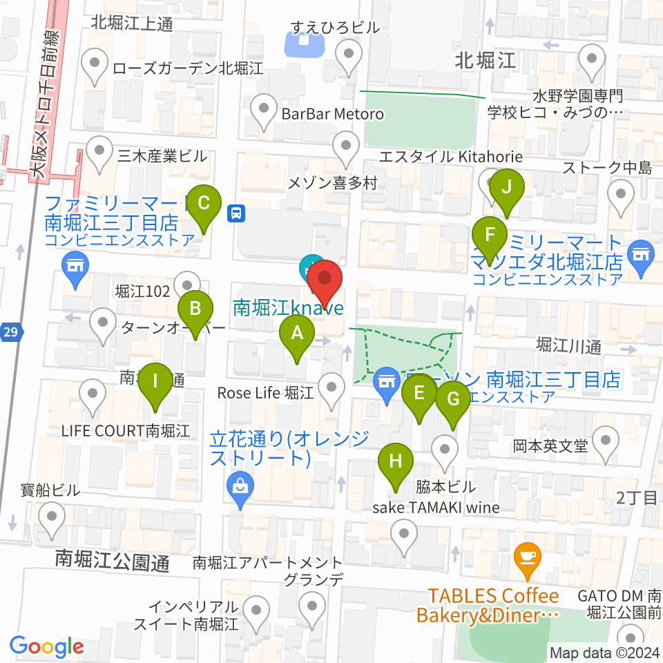 南堀江knave周辺の駐車場・コインパーキング一覧地図