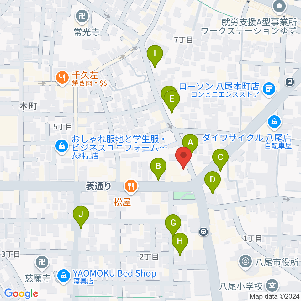 八尾シルキーホール周辺の駐車場・コインパーキング一覧地図