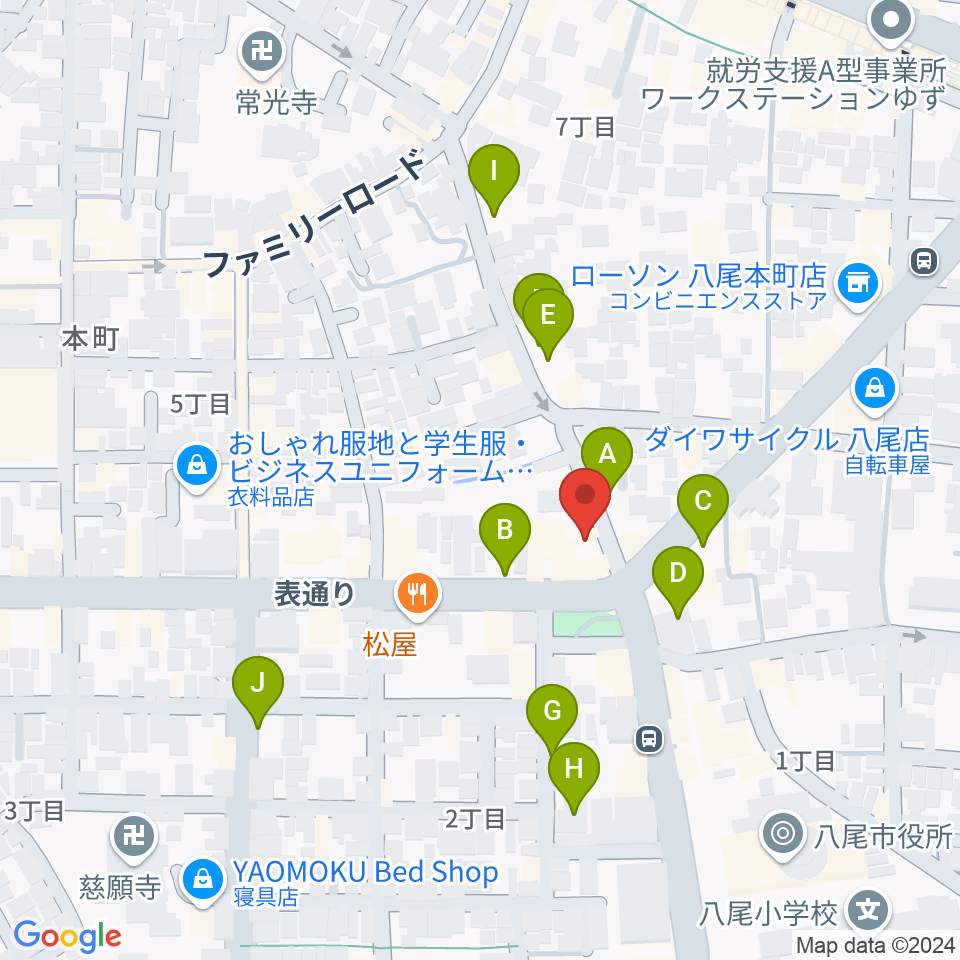 八尾シルキーホール周辺の駐車場・コインパーキング一覧地図