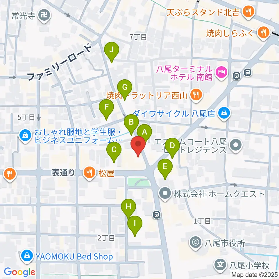 八尾シルキーホール周辺の駐車場・コインパーキング一覧地図