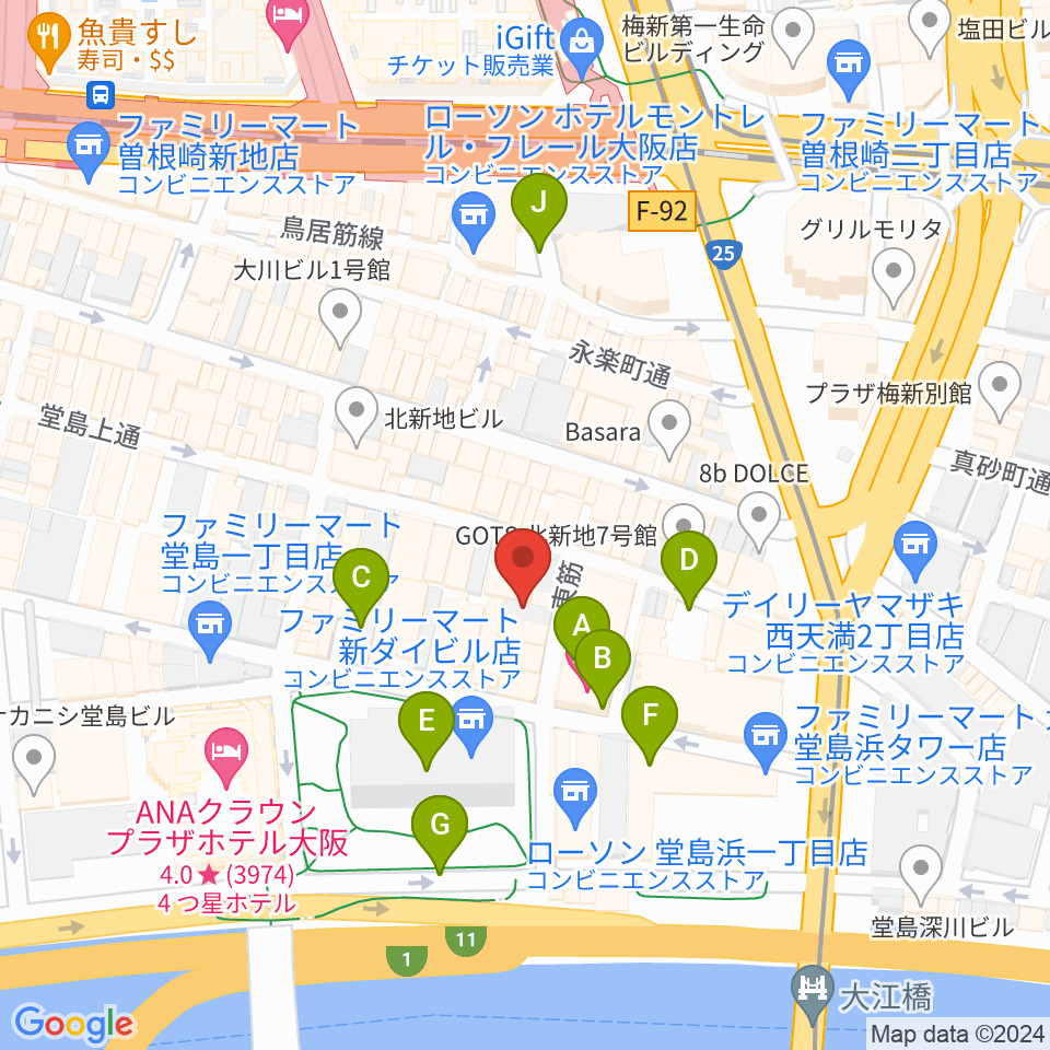 北新地ジャックローズ周辺の駐車場・コインパーキング一覧地図