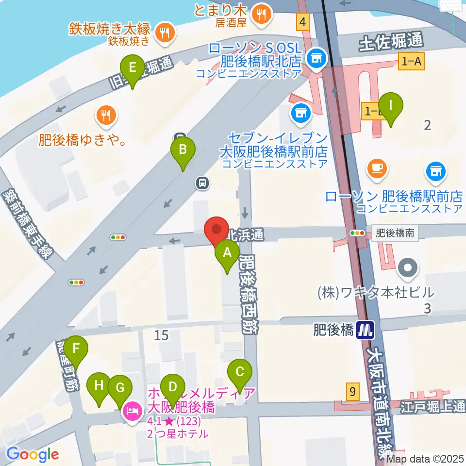 肥後橋VOXX周辺の駐車場・コインパーキング一覧地図
