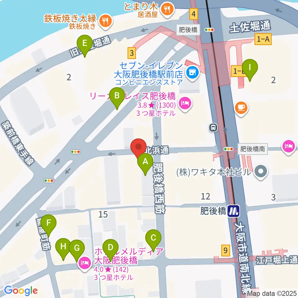 肥後橋VOXX周辺の駐車場・コインパーキング一覧地図