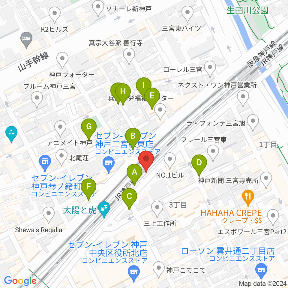 神戸108周辺の駐車場・コインパーキング一覧地図