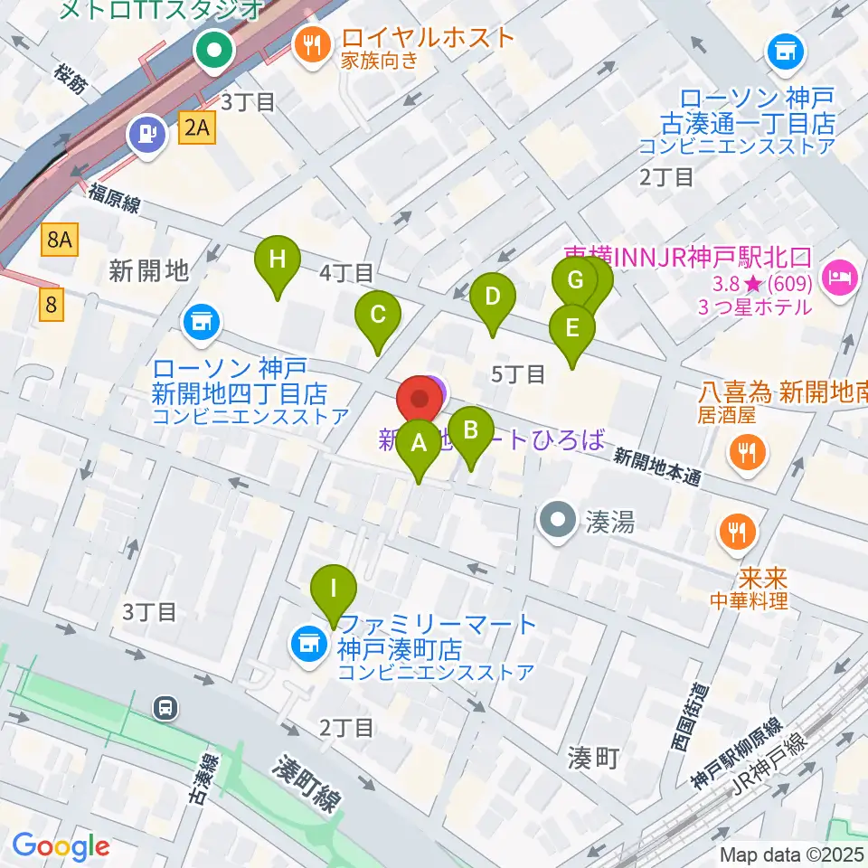 新開地アートひろば周辺の駐車場・コインパーキング一覧地図