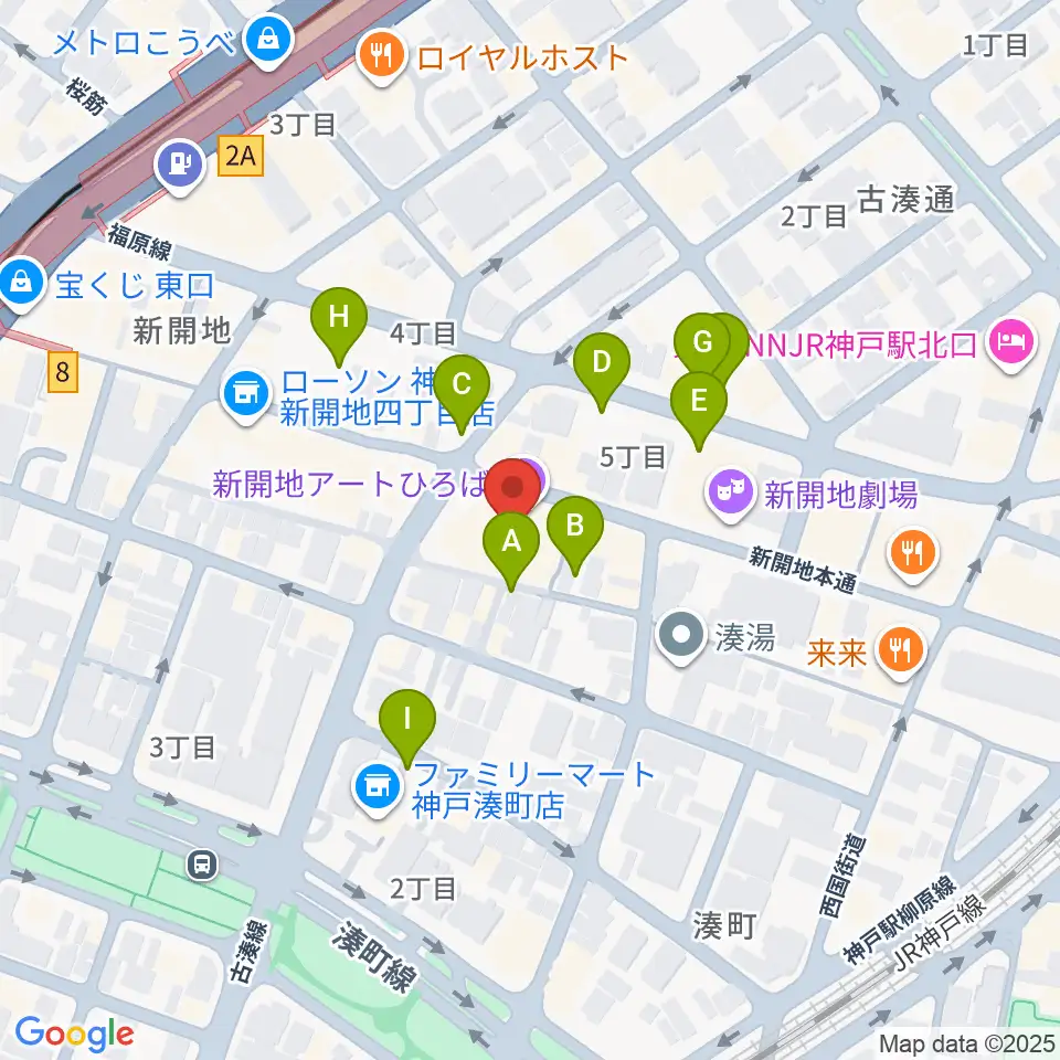 新開地アートひろば周辺の駐車場・コインパーキング一覧地図