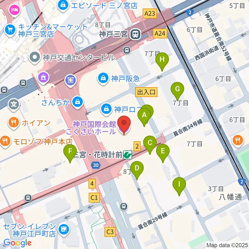 神戸国際会館こくさいホール周辺の駐車場・コインパーキング一覧地図