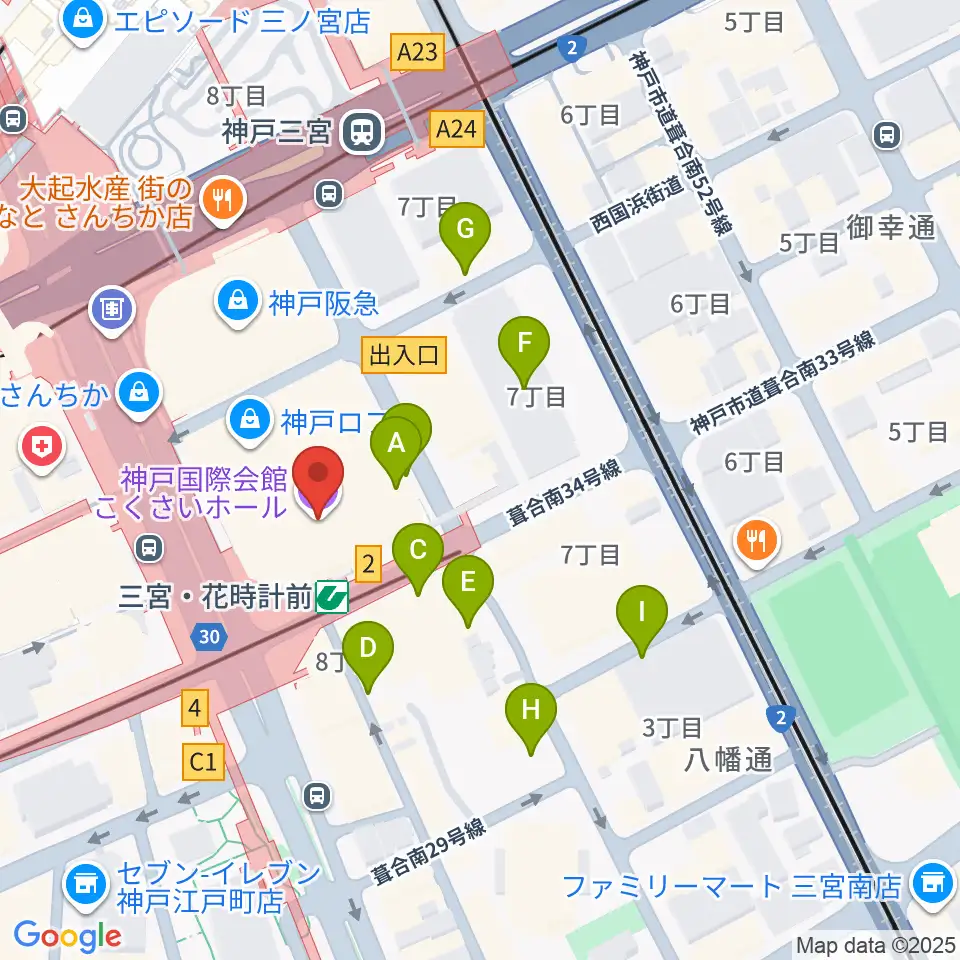 神戸国際会館こくさいホール周辺の駐車場・コインパーキング一覧地図