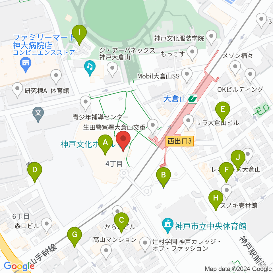 神戸文化ホール周辺の駐車場・コインパーキング一覧地図