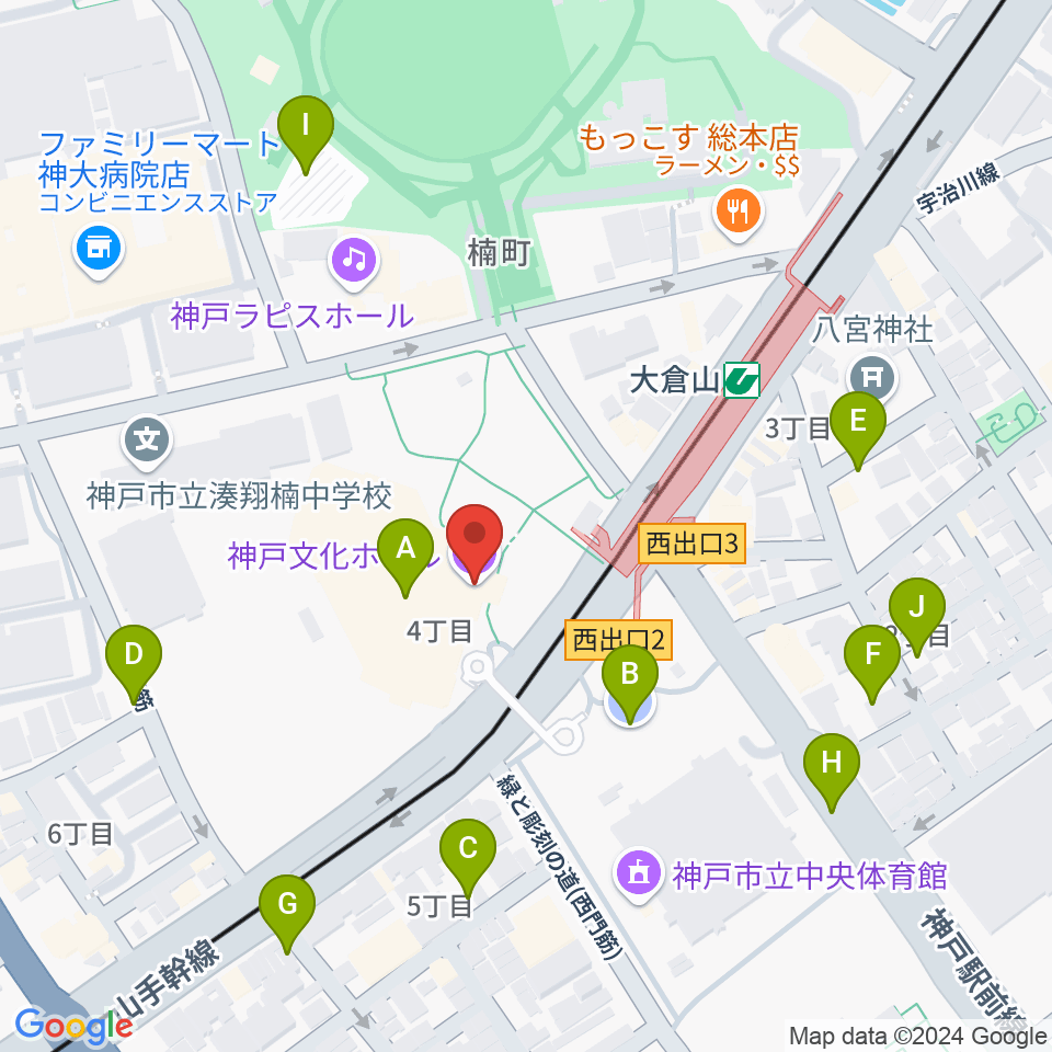 神戸文化ホール周辺の駐車場・コインパーキング一覧地図