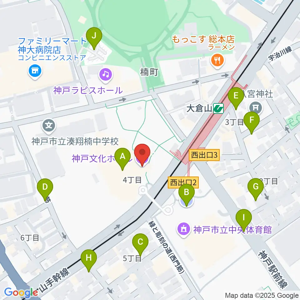 神戸文化ホール周辺の駐車場・コインパーキング一覧地図