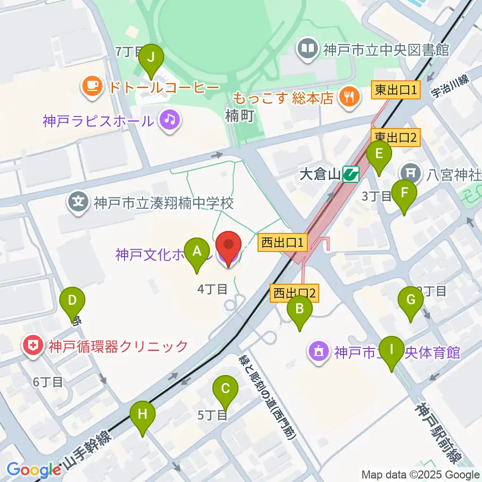 神戸文化ホール周辺の駐車場・コインパーキング一覧地図