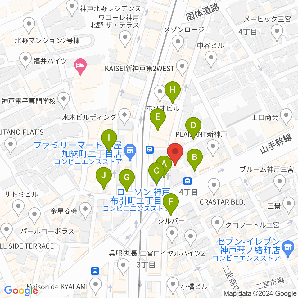 神戸三宮CASHBOX周辺の駐車場・コインパーキング一覧地図