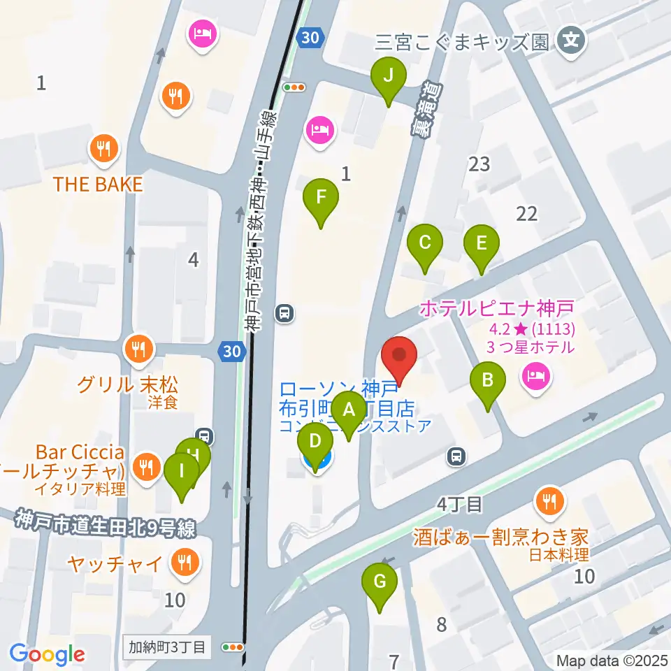 神戸三宮CASHBOX周辺の駐車場・コインパーキング一覧地図
