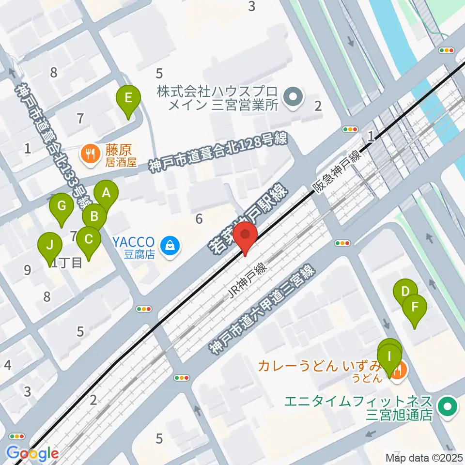 神戸三宮KINGSX周辺の駐車場・コインパーキング一覧地図