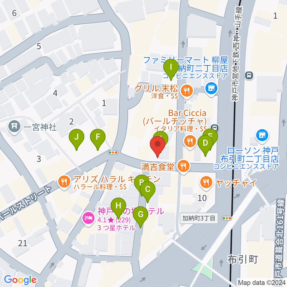 神戸ホンキートンク周辺の駐車場・コインパーキング一覧地図