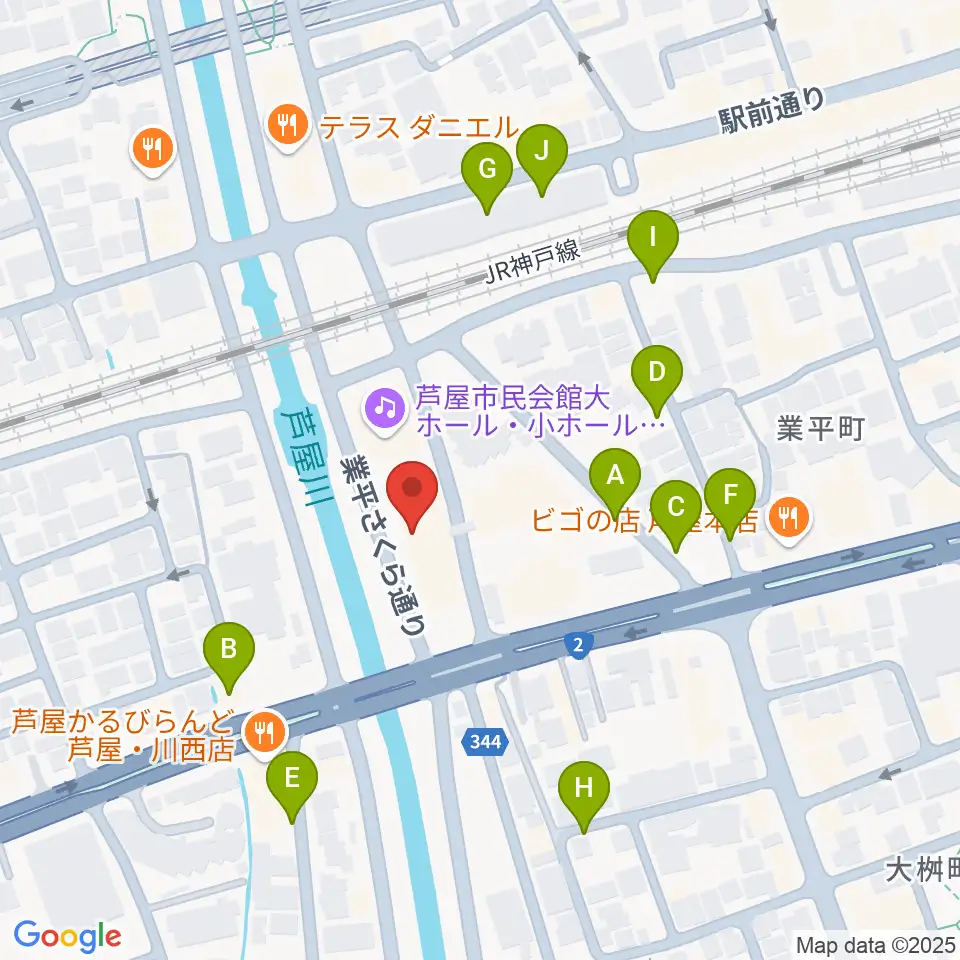 ルネサンスクラシックス芦屋ルナ・ホール周辺の駐車場・コインパーキング一覧地図