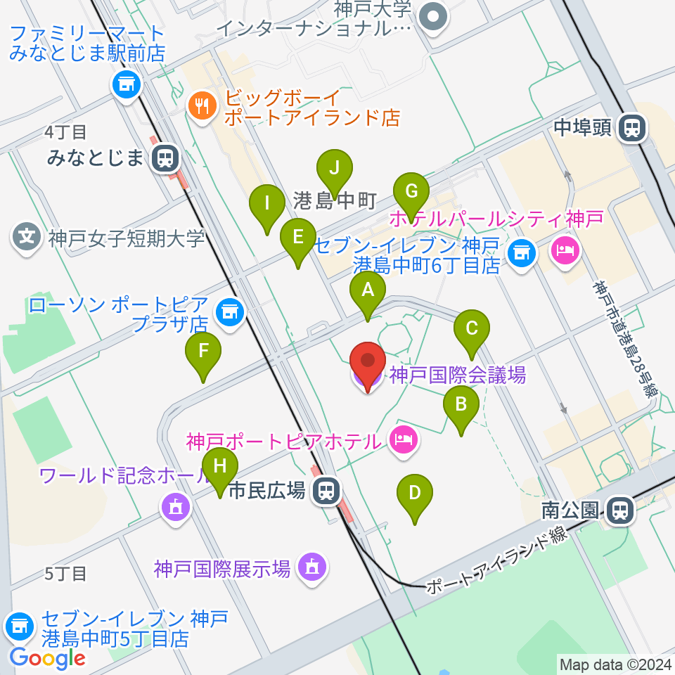 神戸国際会議場周辺の駐車場・コインパーキング一覧地図