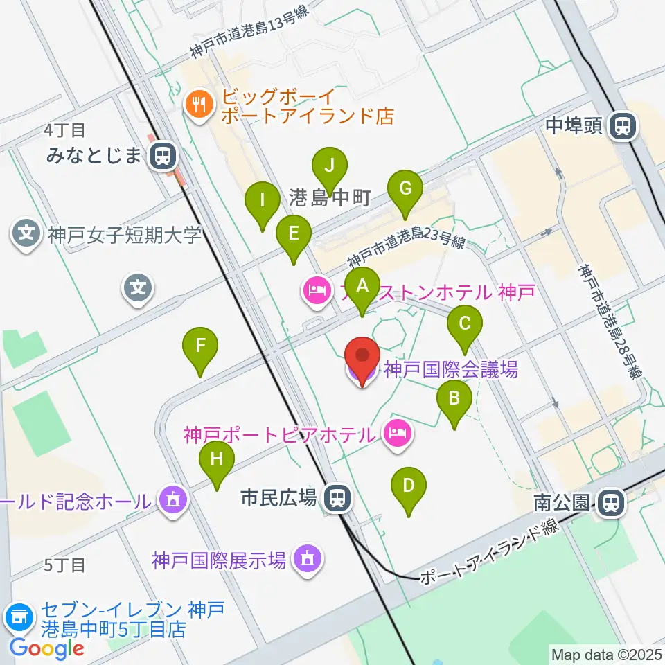 神戸国際会議場周辺の駐車場・コインパーキング一覧地図
