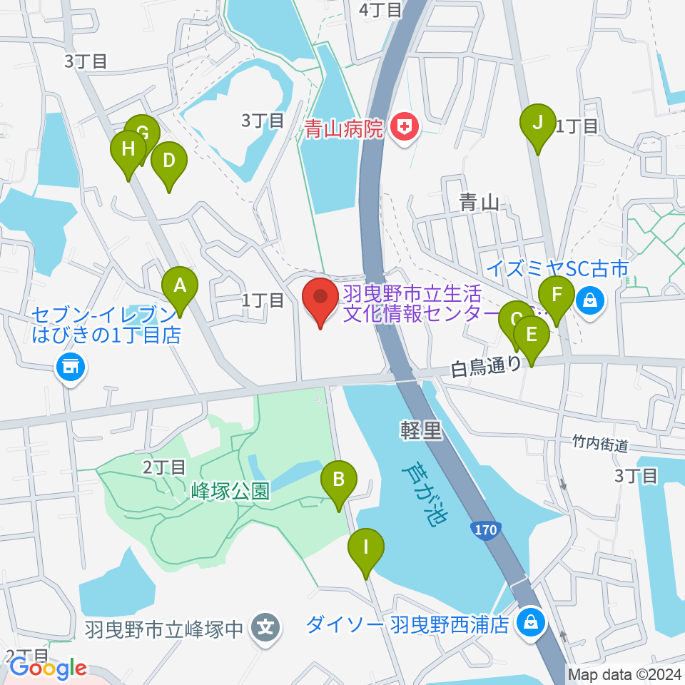 LICはびきの周辺の駐車場・コインパーキング一覧地図