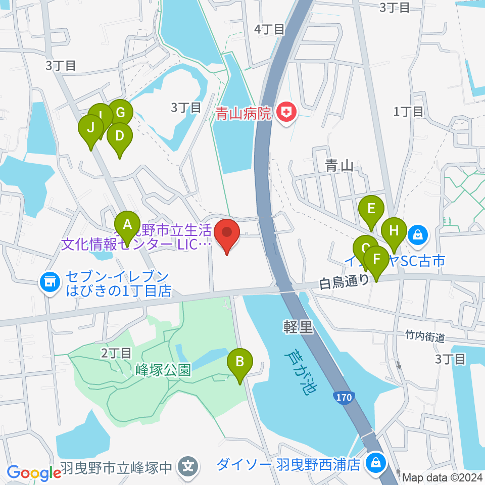 LICはびきの周辺の駐車場・コインパーキング一覧地図