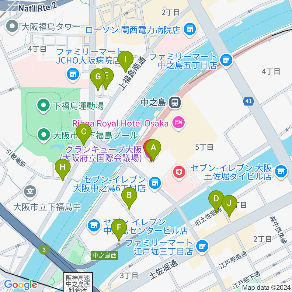 グランキューブ大阪周辺の駐車場・コインパーキング一覧地図