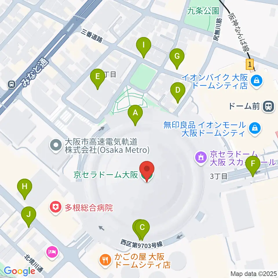 京セラドーム大阪 周辺の駐車場・コインパーキング一覧マップ