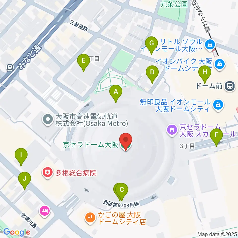 京セラドーム大阪周辺の駐車場・コインパーキング一覧地図