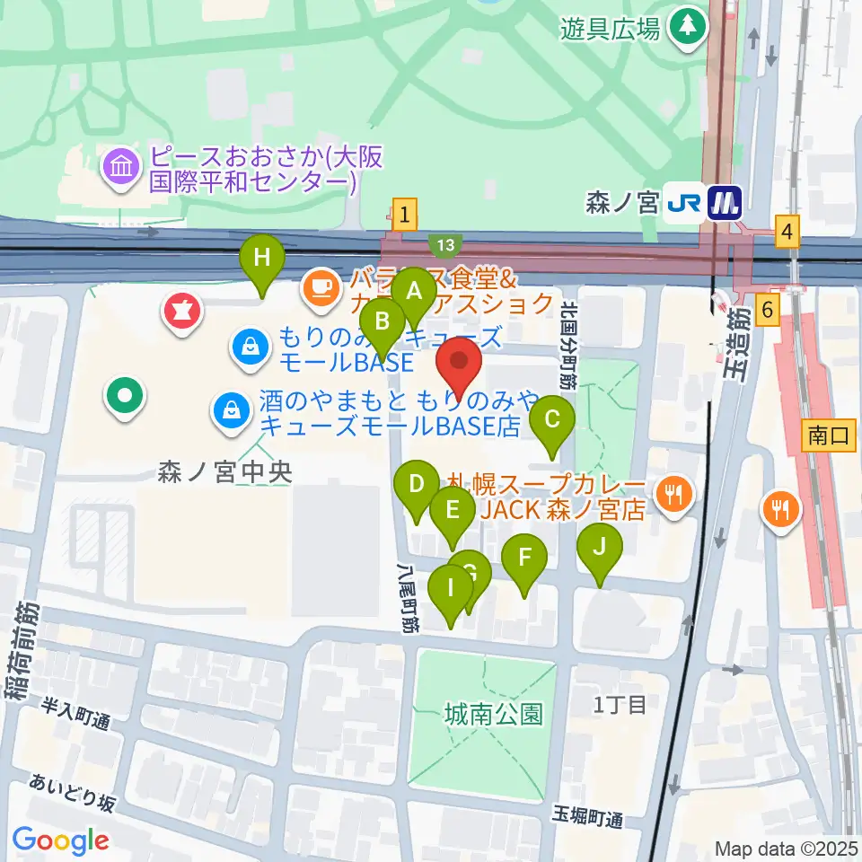 森ノ宮ピロティホール周辺の駐車場・コインパーキング一覧地図