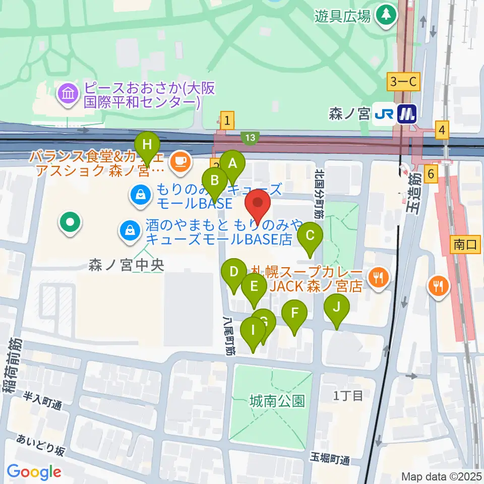 森ノ宮ピロティホール周辺の駐車場・コインパーキング一覧地図